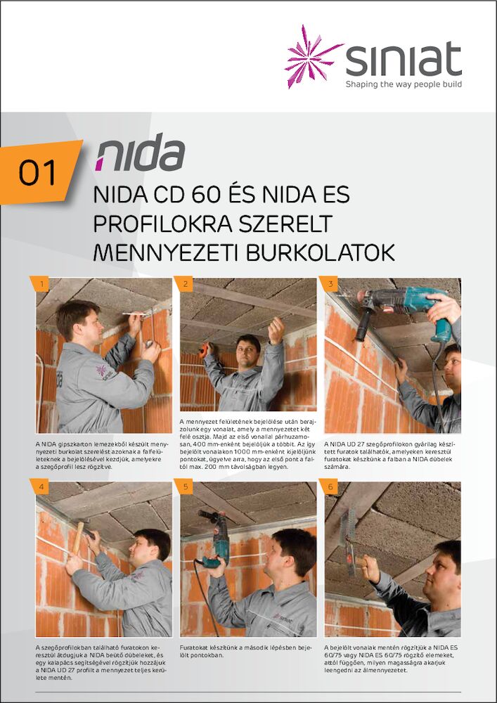 Nida CD 60 és Nida ES profilokra szerelt mennyezeti burkolatok