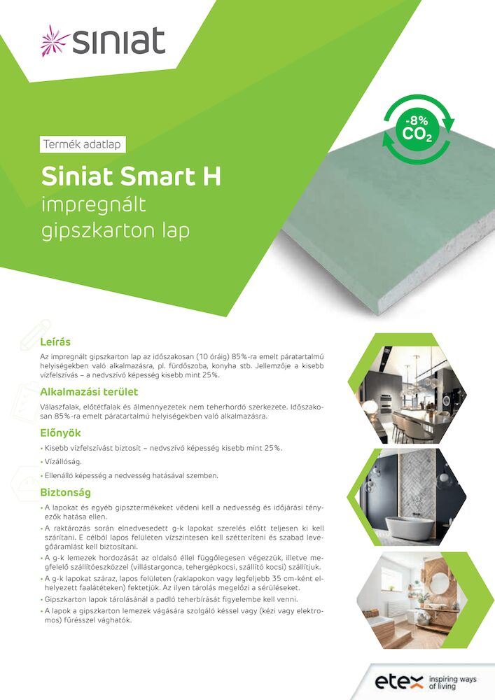 Siniat Smart H termék kártyák