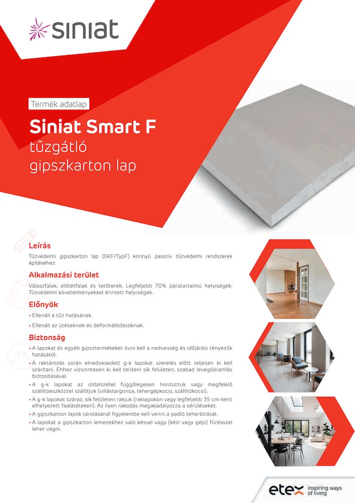 Siniat Smart F termék kártyák